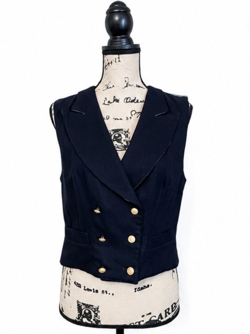 Faconnable Navy Sailor Style Double Breasted Gold Button Vest